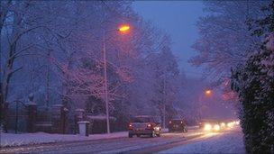 Road covered in snow in Cleethorps. Photo: David Stuart.