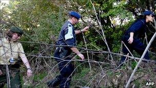 Members of the EU border team patrol near Orestiada on the Greek-Turkish border