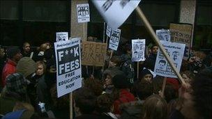 Student protest outside County Hall