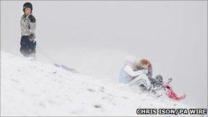 Girl sledging