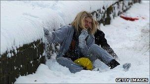 Youngsters in the snow at Buxton