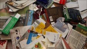 Paper, card and junk mail for recycling