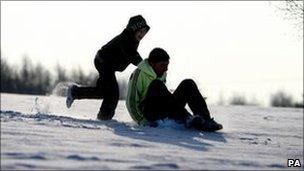 boys sledging