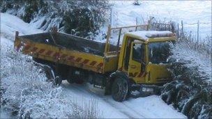 Road Service lorry in difficulty