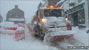 Snow plough in Alston, Cumbria