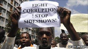 Demonstrators in Nairobi protest against corruption in politics (Feb 2010)
