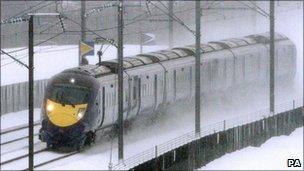 A high speed Javelin train heads for Ashford in Kent