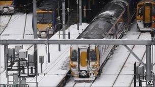 Trains at Waverley Station in Edinburgh