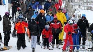 Skiers at Glenshee ski centre