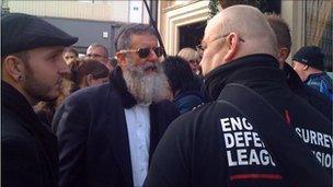 Rabbi Nachum Shifren and EDL supporters