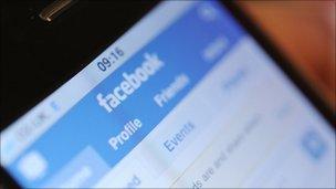 Facebook on smartphone, BBC