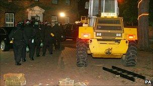 A digger outside al-Ansari's home in Hillingdon