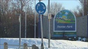 Thorpe Park caravan site entrance