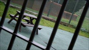 A bench at Feltham Young Offender Institution