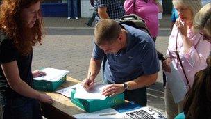 BATS street stall in Belper, Derbyshire