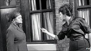 Violet Carson as Ena Sharples and Pat Phoenix as Elsie Tanner