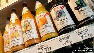 Fruit juice on sale in Germany - file pic