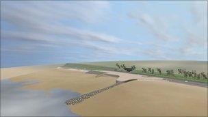 A computer image of how the seafront will look after the coastal defence work