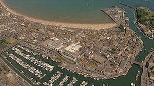 Aerial shot of Weymouth