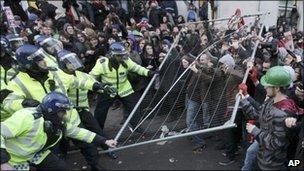 Clashes outside Parliament