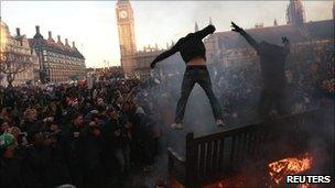 Protesters in Parliament Square