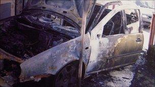 Photo of the destroyed car of Dragan Stojkovic