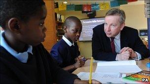 Michael Gove at a school