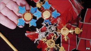 CBE, OBE and MBE medals