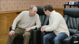 Vladimir Putin and Dmitry Medvedev. Photo: December 2010