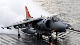 Harrier leaving the Ark Royal