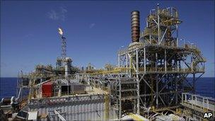 File photo: Petrobras offshore ship platform FPSO Cidade de Angra dos Reis, on the day the first oil sample was taken from the pre-salt layer of Tupi field in Santos Bay off the coast of Rio de Janeiro, Brazil.