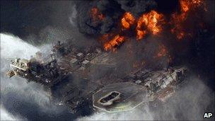 The Deepwater Horizon before it sank in April