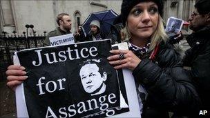 An Assange supporter