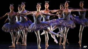 The New York City-based American Ballet Theatre perform "Theme and Variations", choreographed by George Balanchine, at the Karl Marx Theatre in Havana, Cuba, on 3 November