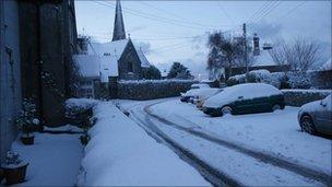 Scene at Llandwrog, Caernarfon on Friday morning