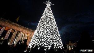 Christmas tree in Bogota's central square