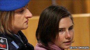 Amanda Knox in court