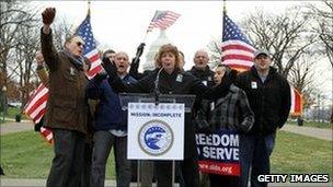 Activists rally for the repeal of the "don't ask, don't tell" policy in Washington, DC, 10 December