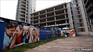 Unfinished buildings in South Central development in Sandyford, near Dublin