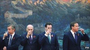 Michael Gove, Vince Cable, George Osborne and David Cameron in China