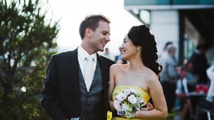 Nick and Jeongeun Chaddock on their wedding day