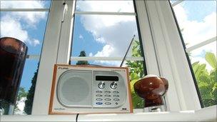 Radio on a window sill