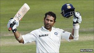 Sachin Tendulkar after scoring his 50th 100 in Test cricket