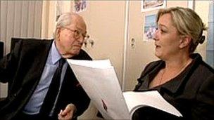 Front National leader Jean-Marie Le Pen (left) and his daughter Marine Le Pen (right), France, 2010