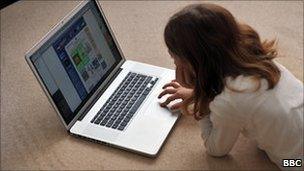 Girl using laptop