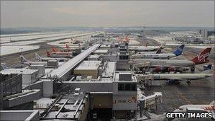 Gatwick Airport in the snow