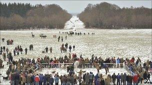 People gather to see hounds in Gloucestershire