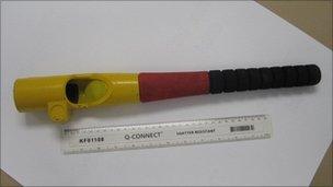 Lock found in alleyway near the yard in which Mr Hughes was killed