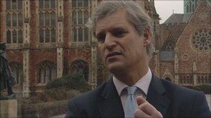 Mark Moore outside Clifton College