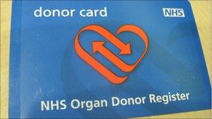 Organ donor card